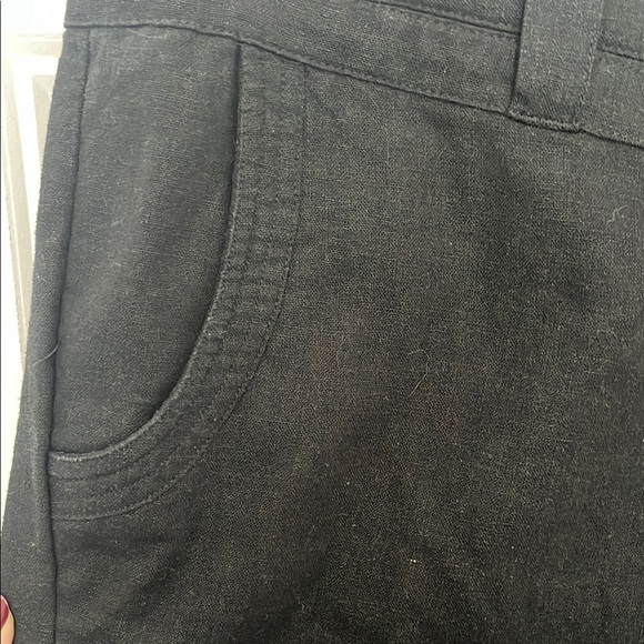 Black Linen Ankle Pants - Picture 2 of 4